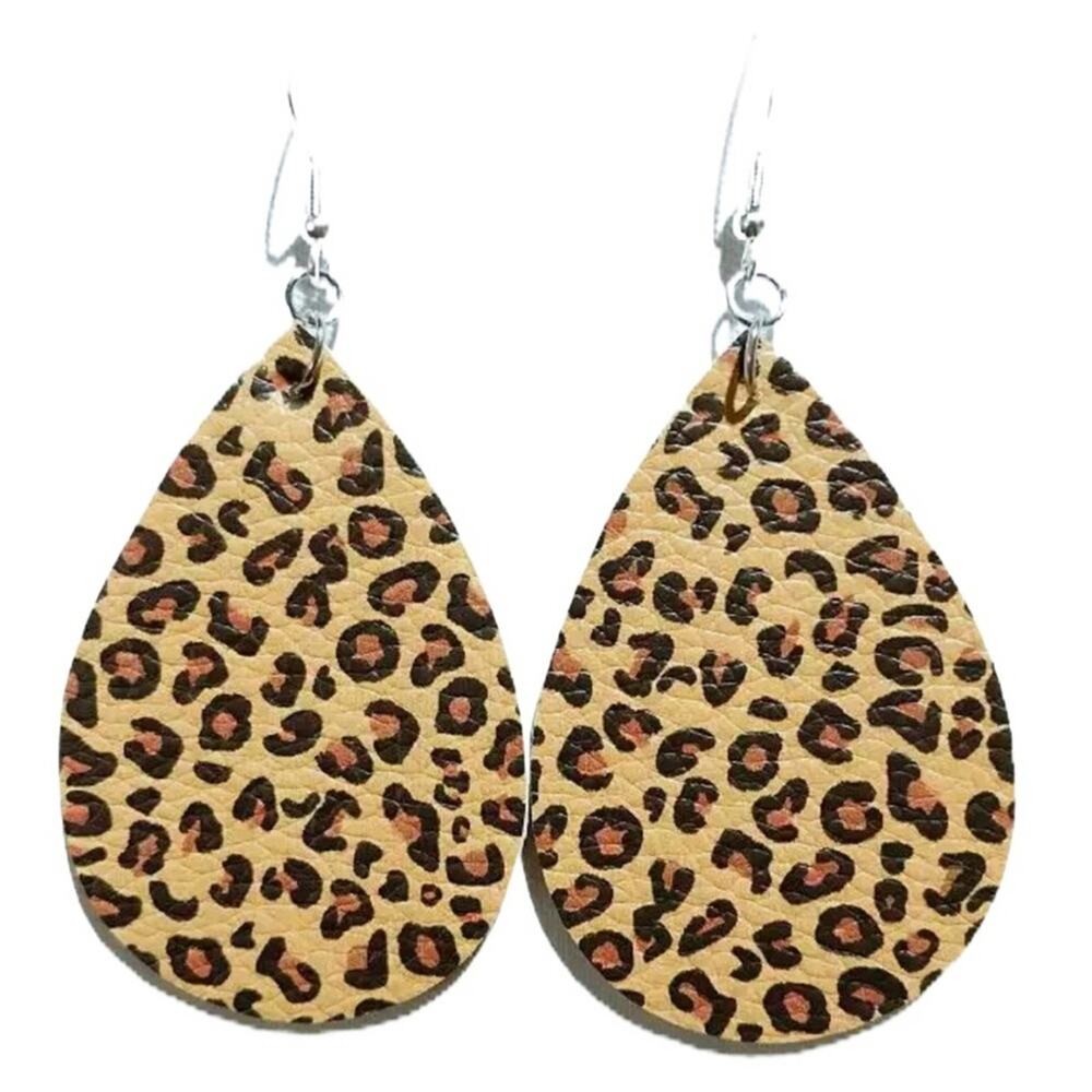 Boho Teardrop Vegan Leather Statement Earrings